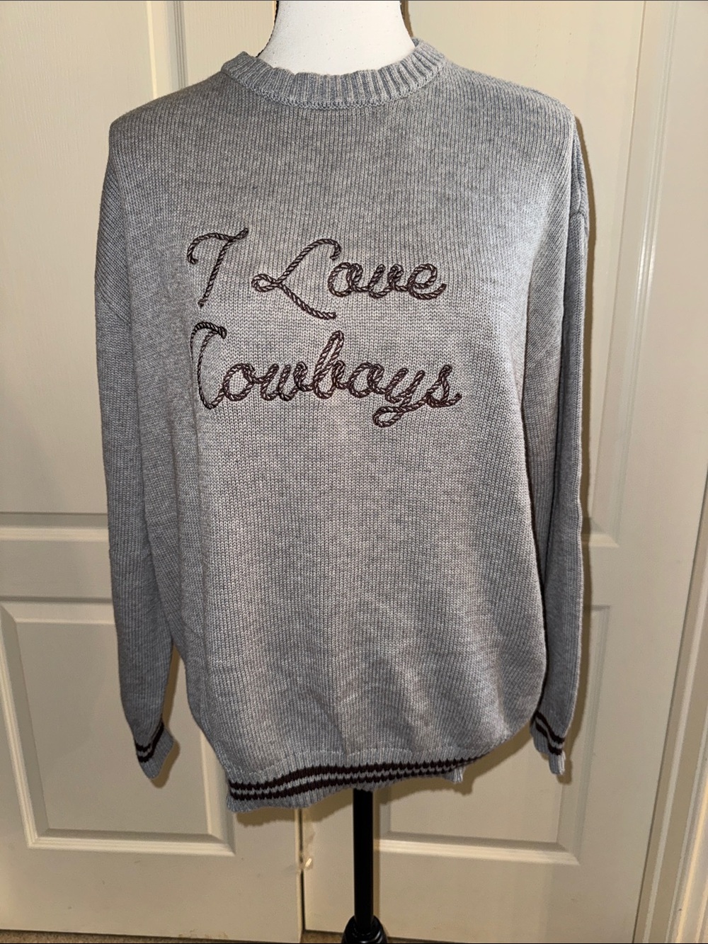 ‘I Love Cowboys' Knit Crewneck Sweater - Size Medium